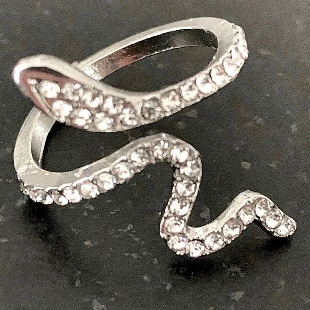 Slither Snake Adjustable Silver Tone Ring